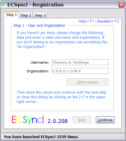 ECSync! · Registration – Step 1